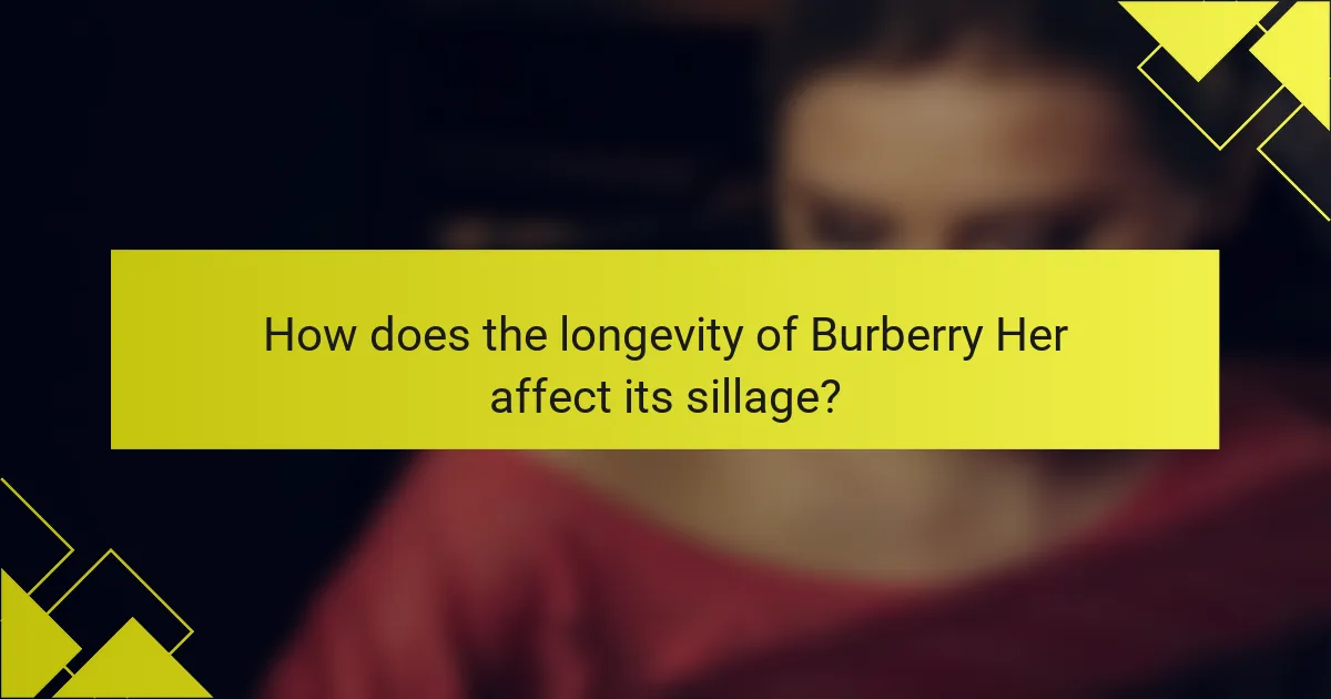 How does the longevity of Burberry Her affect its sillage?